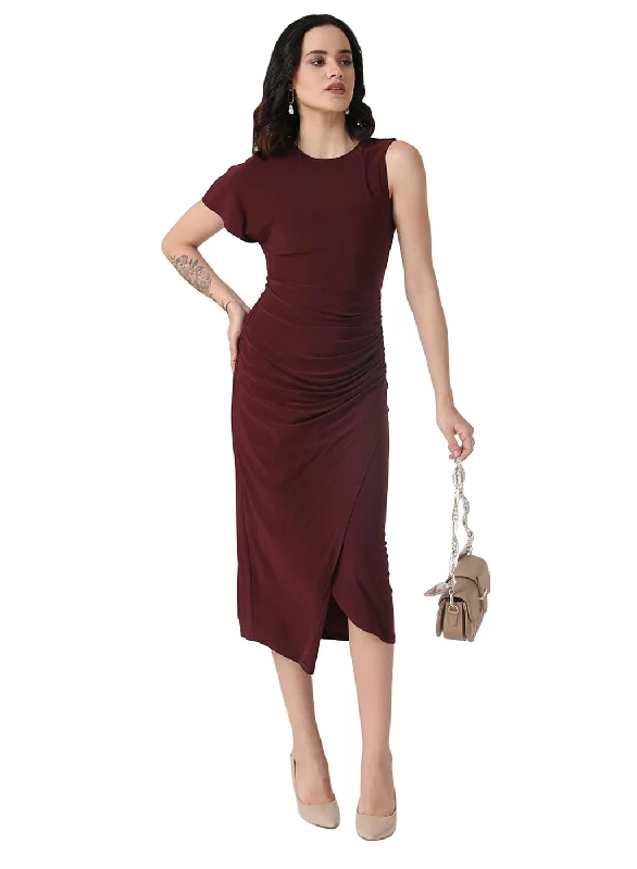 Kazo Women's Polyester Fit and Flare Midi Dress (Port Royale) Y2K midi dresses