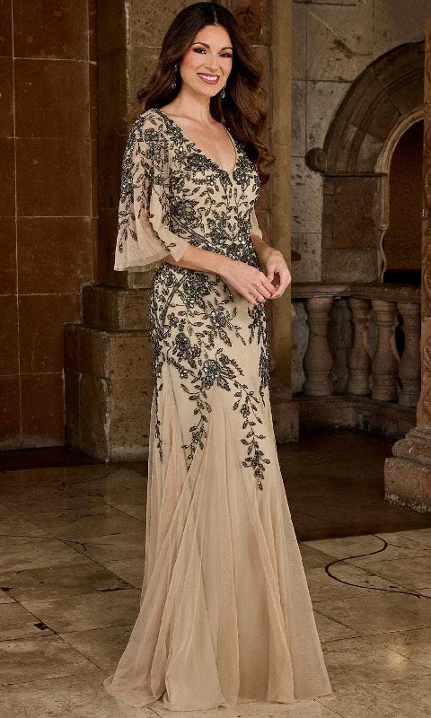 Rachel Allan RB8126 - Beaded V-Neck Long Dress Wedding guest maxi dresses