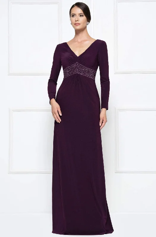 Rina Di Montella - RD2691 Long Sleeve Embellished Sheath Dress Wrap maxi dresses