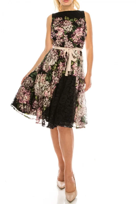 Gabby Skye - Floral Print And Lace A-line Dress 57417MGSC Vintage floral dresses