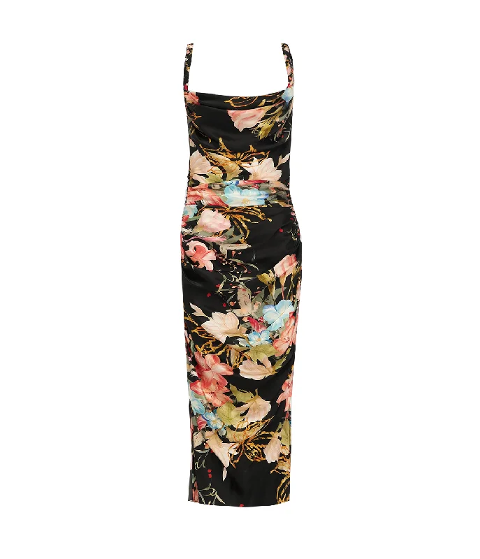 Rachel Cowl Neck Slip Dress in Opulent Mystic Print Short floral dresses