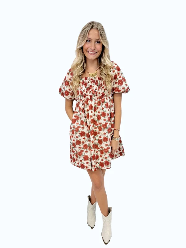 Maddie Floral Puff Sleeve Dress Luxury floral dresses