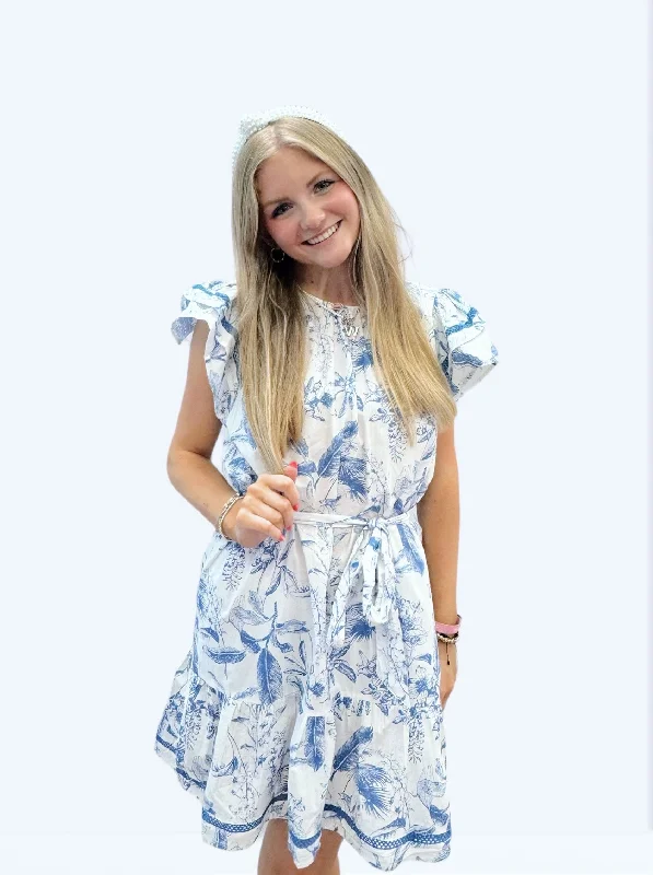 Umgee Two Tone Abstract Print Dress Hot new arrivals in floral dresses