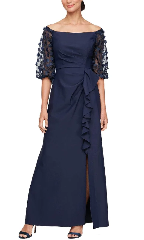 Alex Evenings 8134409 - Ruffle Draped Off Shoulder Formal Gown Metallic unclassified dresses Alex Evenings 8134409 - Ruffle Draped Off Shoulder Formal Gown Metallic unclassified dresses