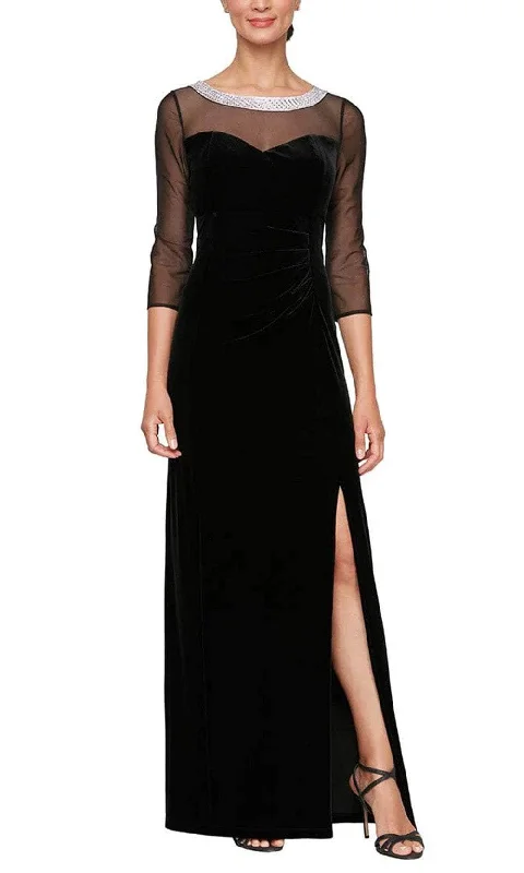 Alex Evenings 8491951 - Sheer Quarter Sleeve Evening Gown Y2K unclassified dresses