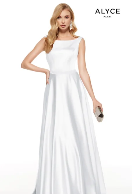 ALYCE Paris 1533 Diamond White Modest A-Line Dress Lounge unclassified dresses