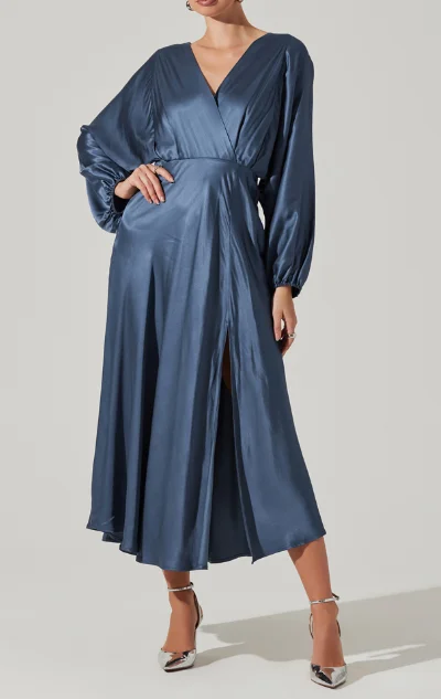 ASTR Kimiko Dress - Slate Blue High-low unclassified dresses