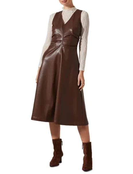 ASTR Omaira Dress - Brown Embroidered unclassified dresses
