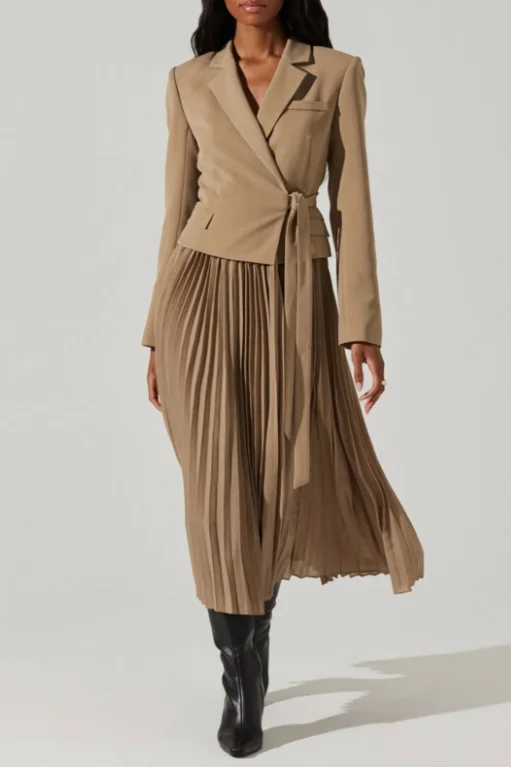 ASTR Sekani Mixed Media Dress - Camel Summer unclassified dresses