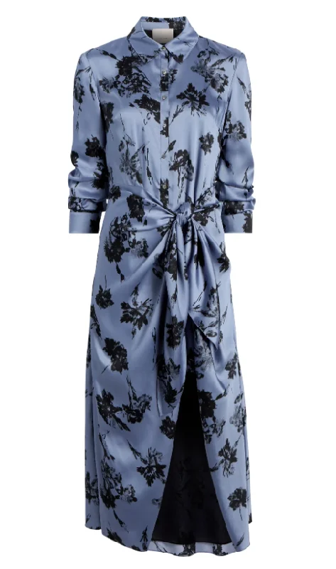 Cinq à Sept Cool Carnation Jacey Dress - Rustic Blue Multi Ruched unclassified dresses