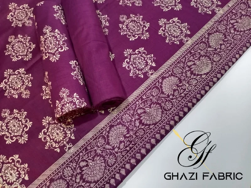 Ghazi fabric Rungrez lawn cotton Collection Unstitched 3 piece suit for women Lawn Plum Suit Wrap unclassified dresses