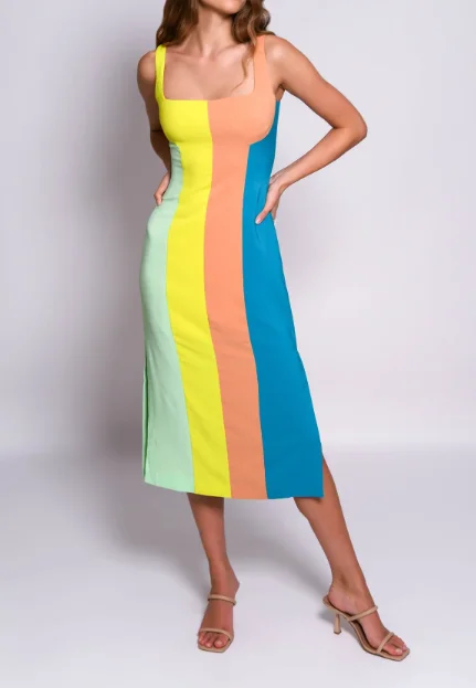 Hutch Hensley Dress - Warm Colorblock Backless unclassified dresses