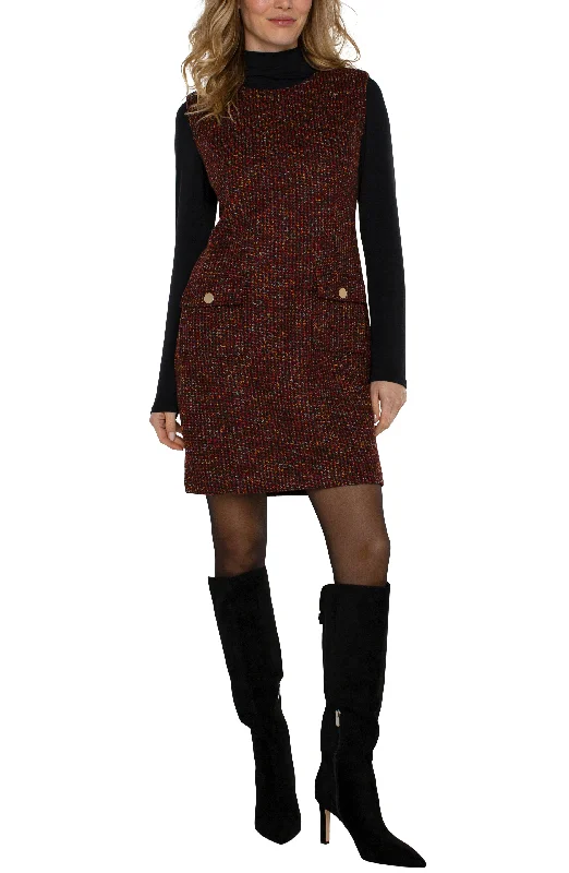 Liverpool Sleeveless Shift Dress - Bordeaux Multi Street style unclassified dresses
