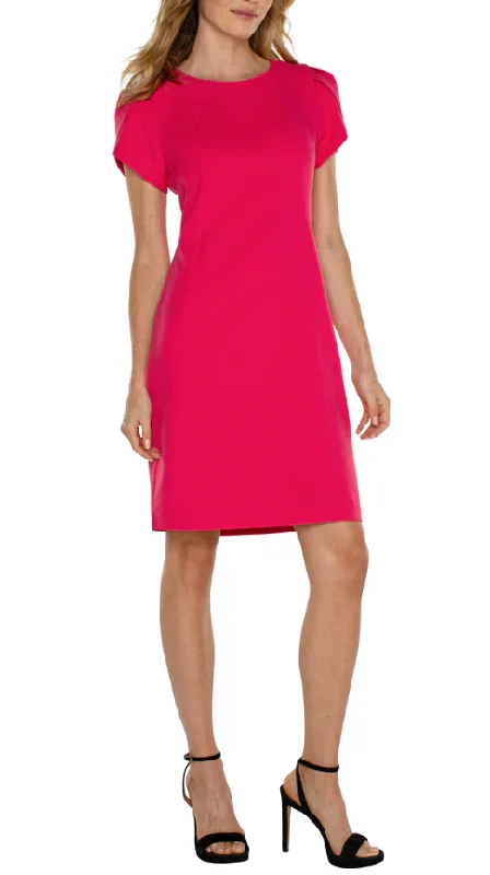 Liverpool Tulip Sleeve Sheath Dress - Pink Punch Tulle unclassified dresses