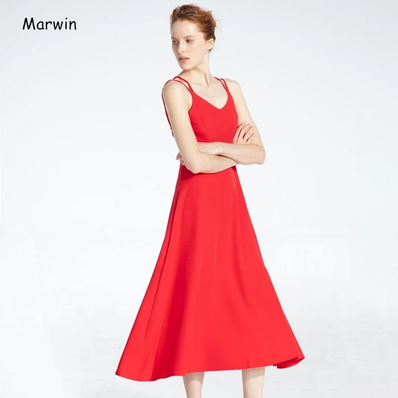 MARWIN Criss-Cross Back Spaghetti Strap Dress Comfortable unclassified dresses