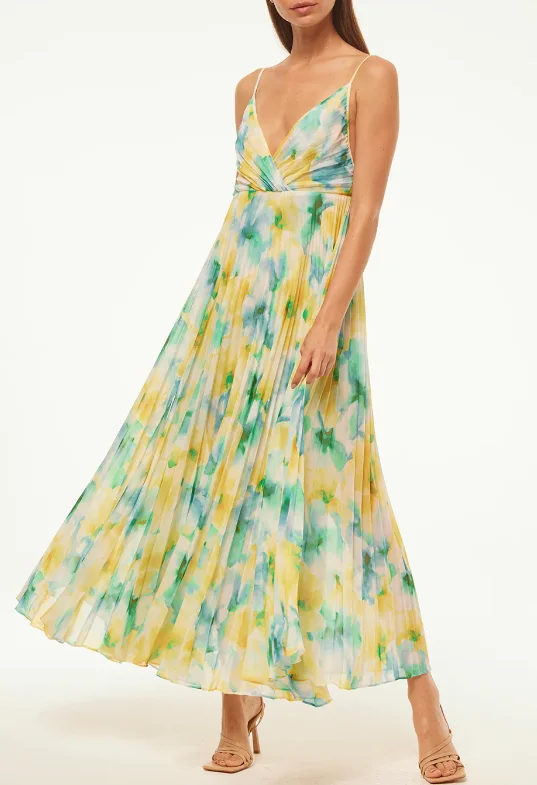 Misa Galeta Dress - Citron Watercolor Printed unclassified dresses