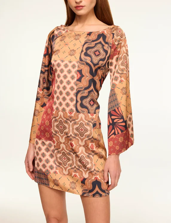 Misa Twiggy Dress - Surreal Patchwork Satin Office unclassified dresses