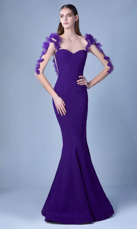 MNM Couture G1094 - Ruffle Illusion Mermaid Gown Graduation unclassified dresses