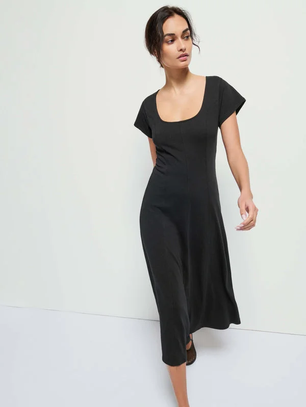 Nation Mariana Round Neck Dress - Jet Black Long unclassified dresses