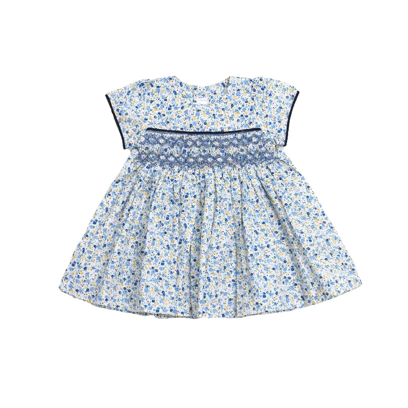 Olivia Smocked Dress - Blue Multi Ruched unclassified dresses