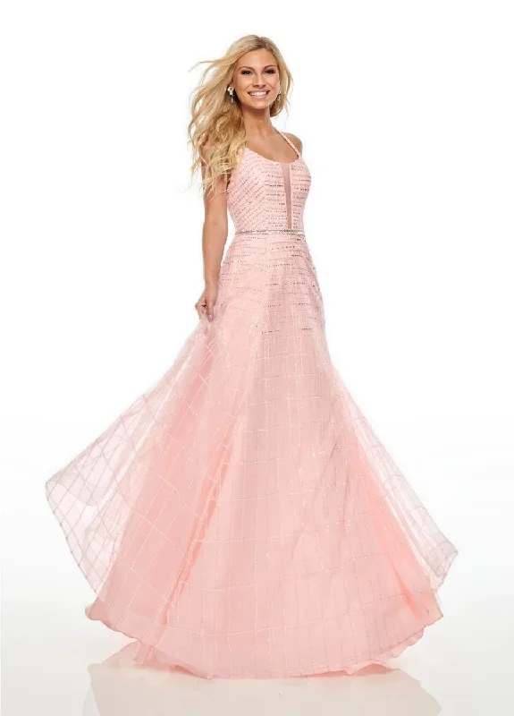 Rachel Allan 7082 Blush Pink Shimmering A-Line Dress Tiered unclassified dresses