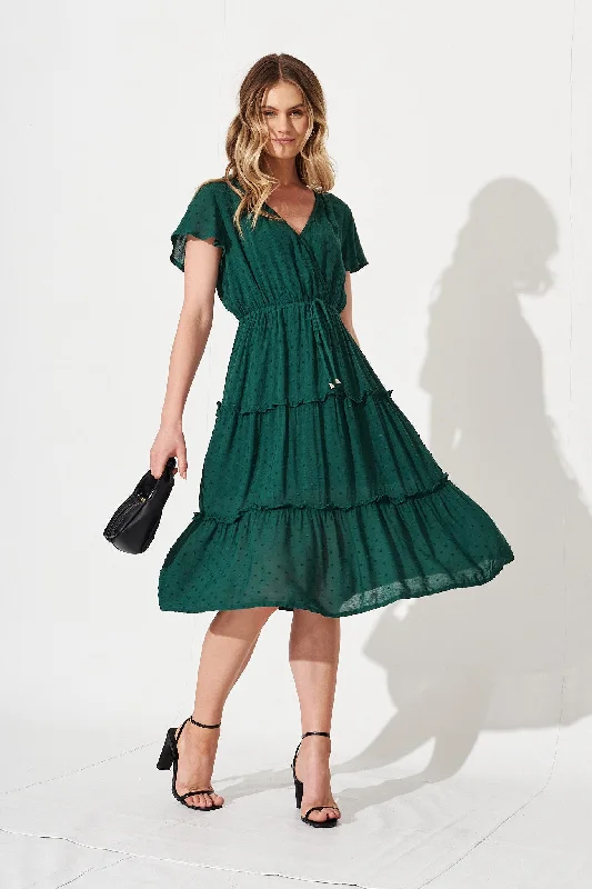 Sangria Dress In Emerald Green Swiss Dot Short unclassified dresses