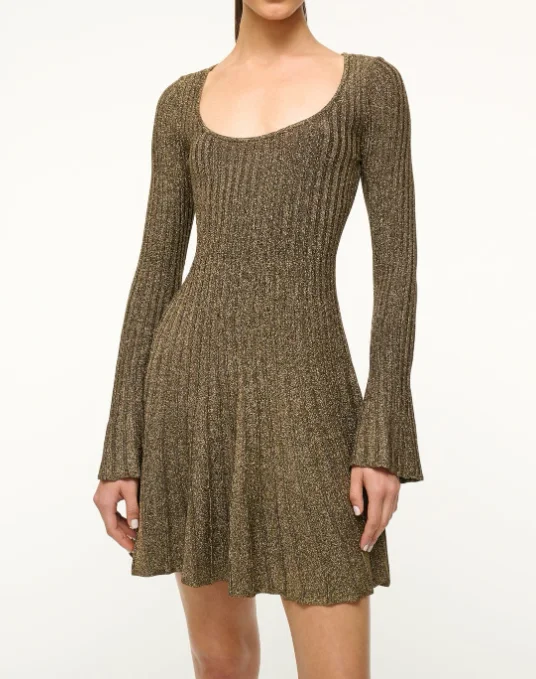 Staud Raquel Dress - Metallic Gold Color block unclassified dresses