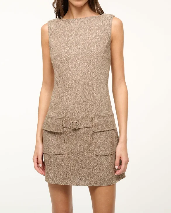 Staud Sheila Dress - Mocha Herringbone Date night unclassified dresses