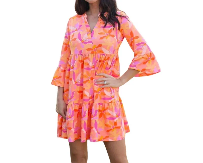 Laguna Mini Dress Upf 50 In Paradise Calling Orange Tie Waist Mini Skirt