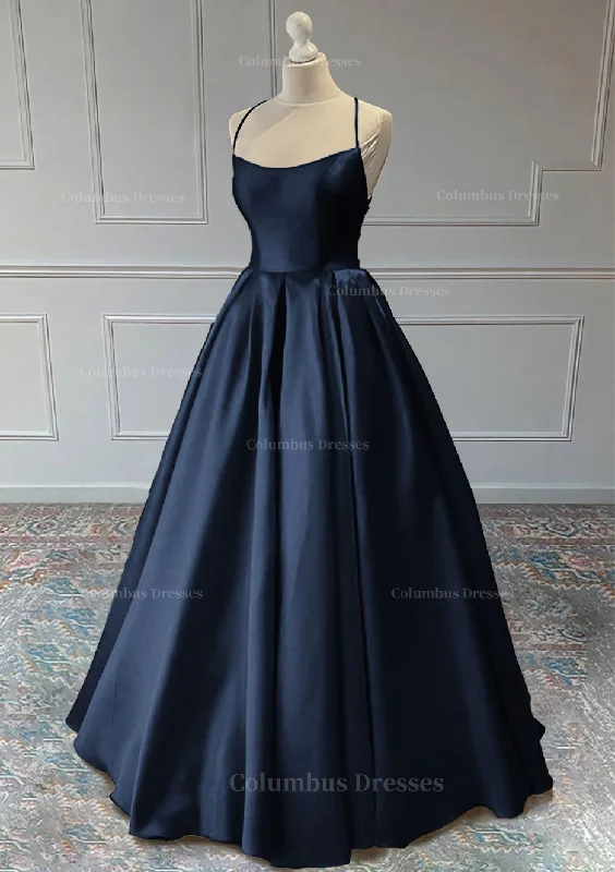 A-line Sleeveless Square Neckline Long/Floor-Length Satin Prom Dress Cozy Maxi Dress