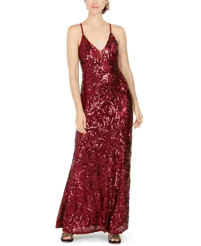 Nightway Women's V Neck Maxi Sheath Evening Dress Wine Size 10 Lace Maxi Skirt