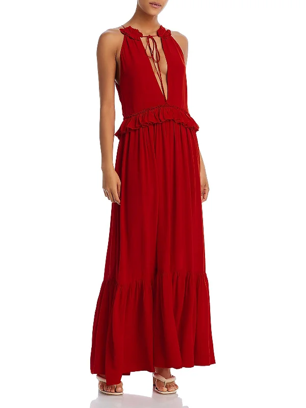 Womens Tie Neck Maxi Maxi Dress V-neck Maxi Skirt