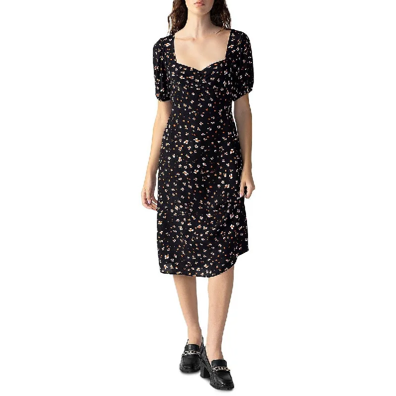 Womens Floral Tie Waist Midi Dress Elegant Midi Look