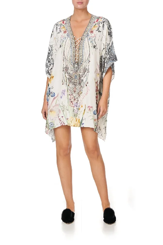 SHORT LACE UP KAFTAN TRUE ROMANCE Layered Lace Dress