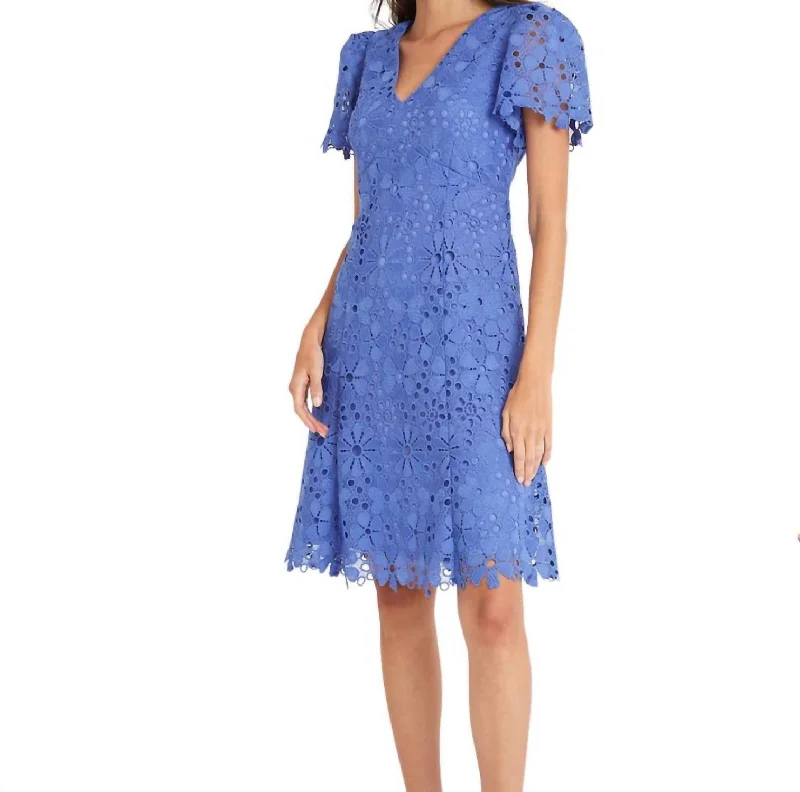 Lace Dress In Indi Blue Lace Dress Sleek