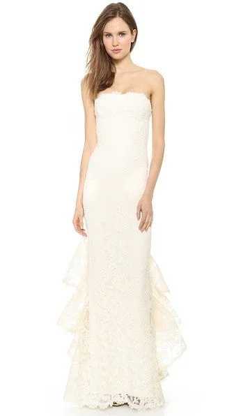 Reem Acra Embroidered Lace Gown Lace Evening Gown